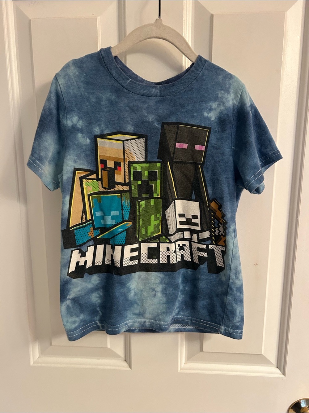 Boys Minecraft Blue Tie-Dye Short Sleeve Graphic Tee